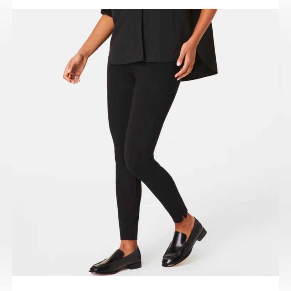 SPANX Black Ponte Zip High-Rise Sculpting Stretch Versatile Leggings Size 1X